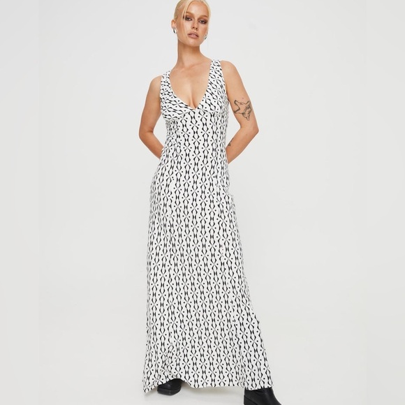 Princess Polly cotton linen geometric maxi dress nwot - Picture 2 of 5